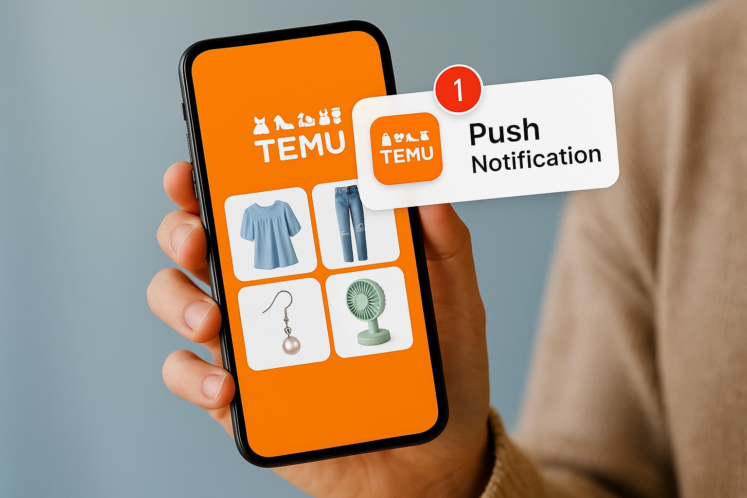 Notificări push de la Temu pentru utilizatori activi